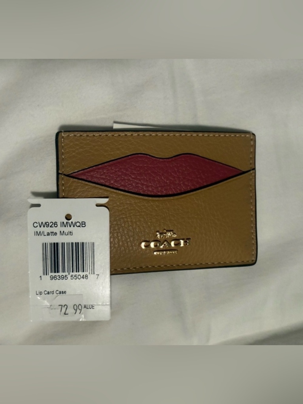 Coach Card Holder Brown and Red Leather Lips 👄 NWT 💋💋💋